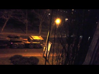 bmp-2 column on tractors in nikolaev ukraine. night from 2 to 3 march 2014